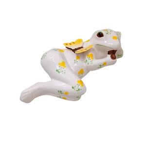 Rare Anthropomorphic Ceramic Large 11" Relaxing Frog Designer Collectible Vntg